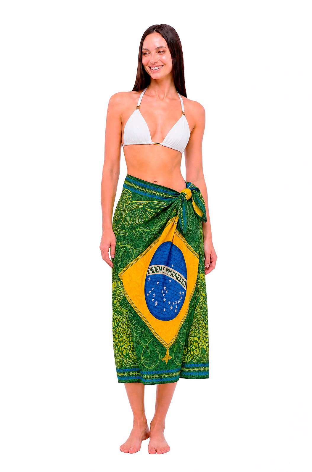 Canga Estampada Bandeira Brasil Bordado Canga Estampada Bandeira Brasil Bordado