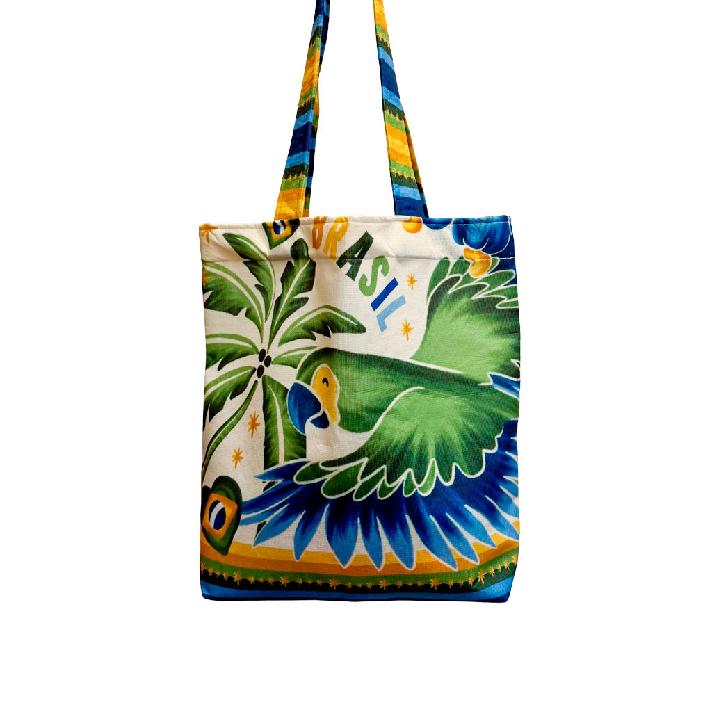 Bolsa Rosinha Estampada Motivos Tropicais Brasil