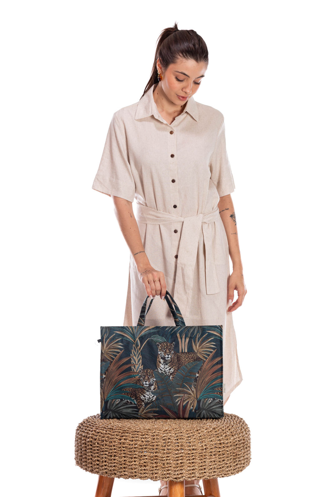 Bolsa Resort Estampada Onças Pontos de Luz