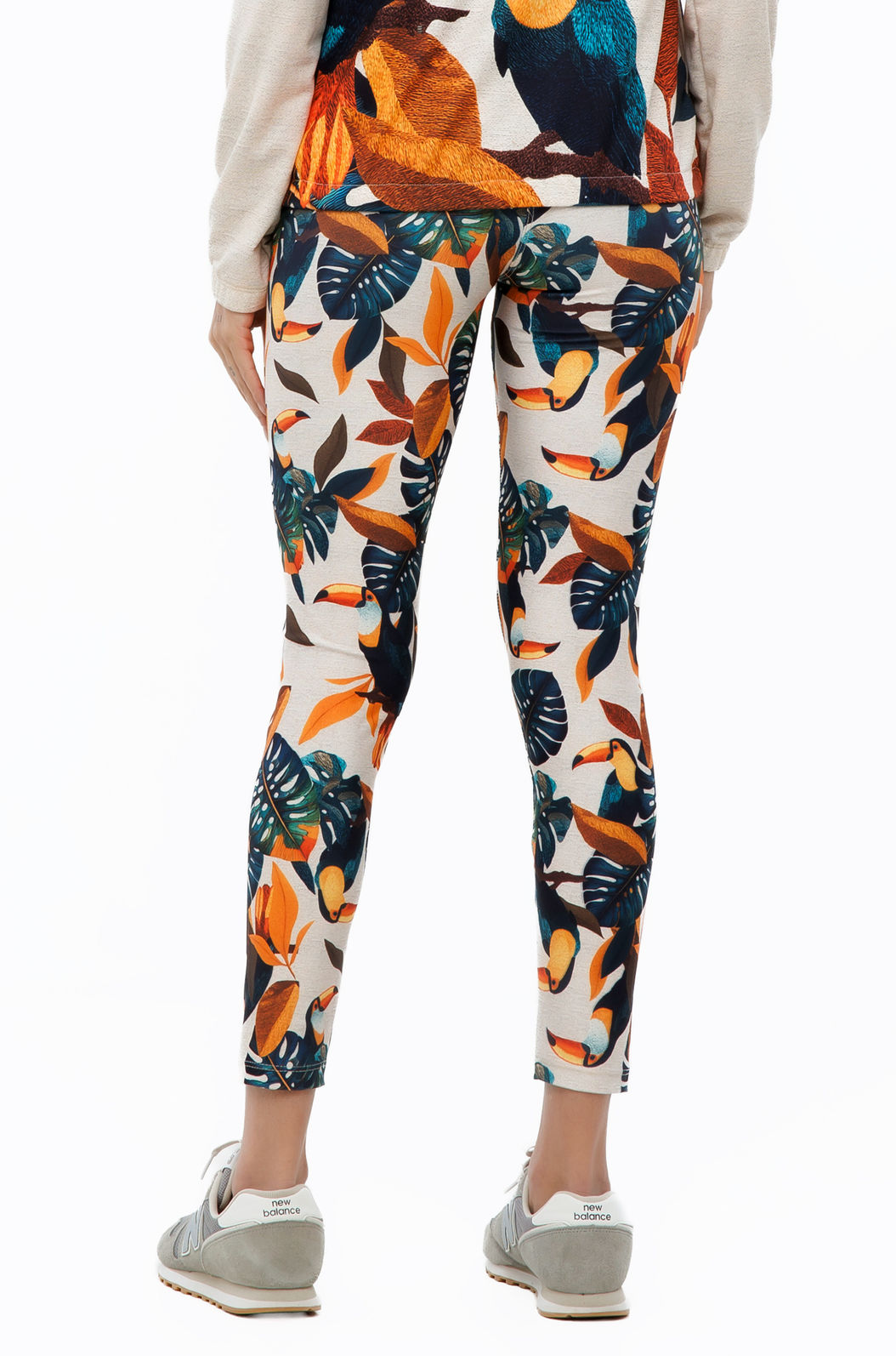 Calça Feminina Legging Estampada Tucanos Tela Bordada