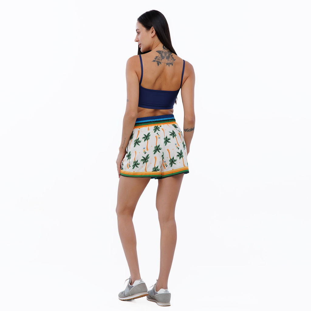 Shorts Feminino Atena Resort Estampado Elementos Brasil Aquarela