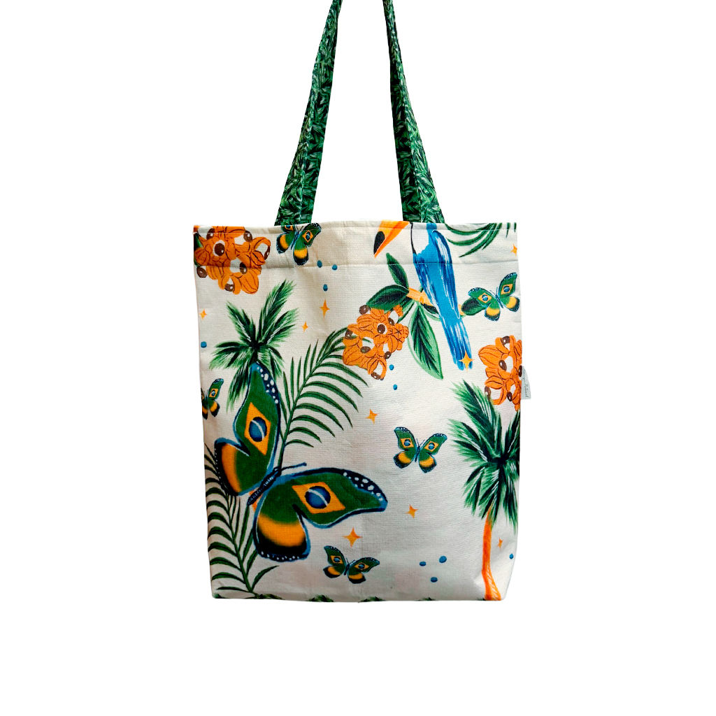 Bolsa Rosinha Estampada Elementos Brasil Aquarela