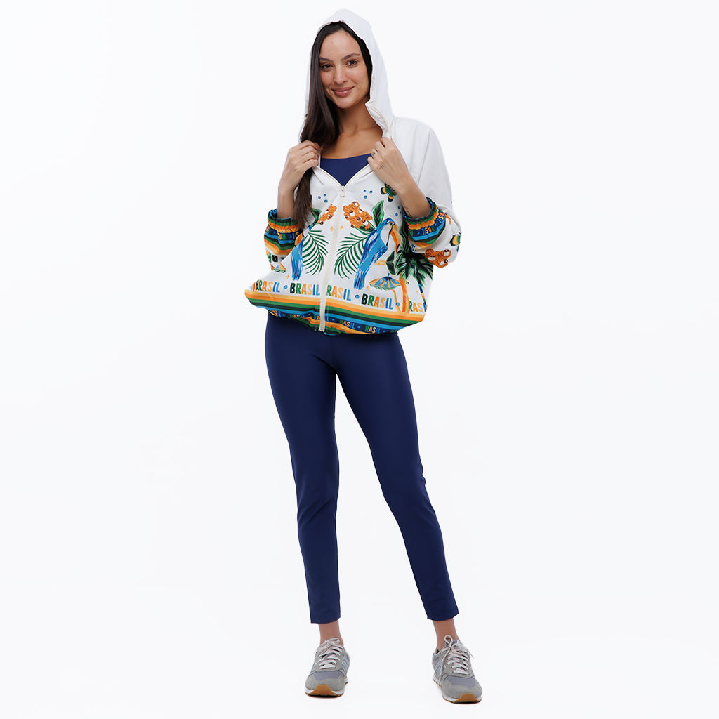 Jaqueta Corta Vento Ecoventura Estampada Elementos Brasil Aquarela