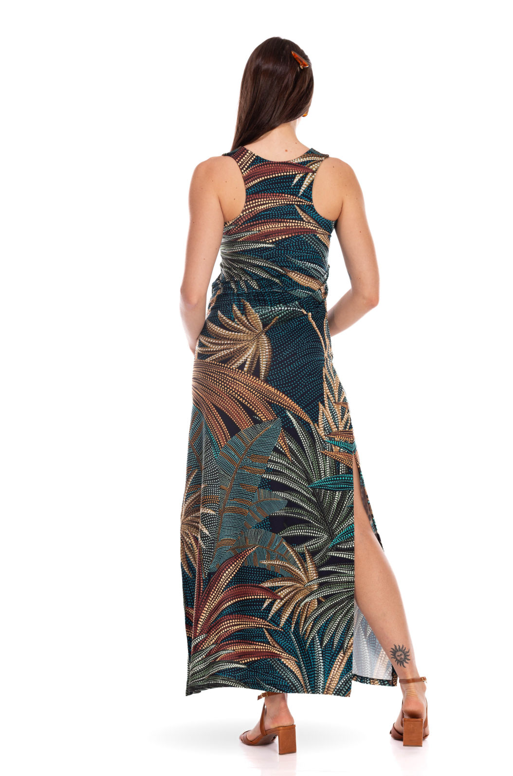 Vestido Feminino Hortência Estampado Onças Pontos de Luz