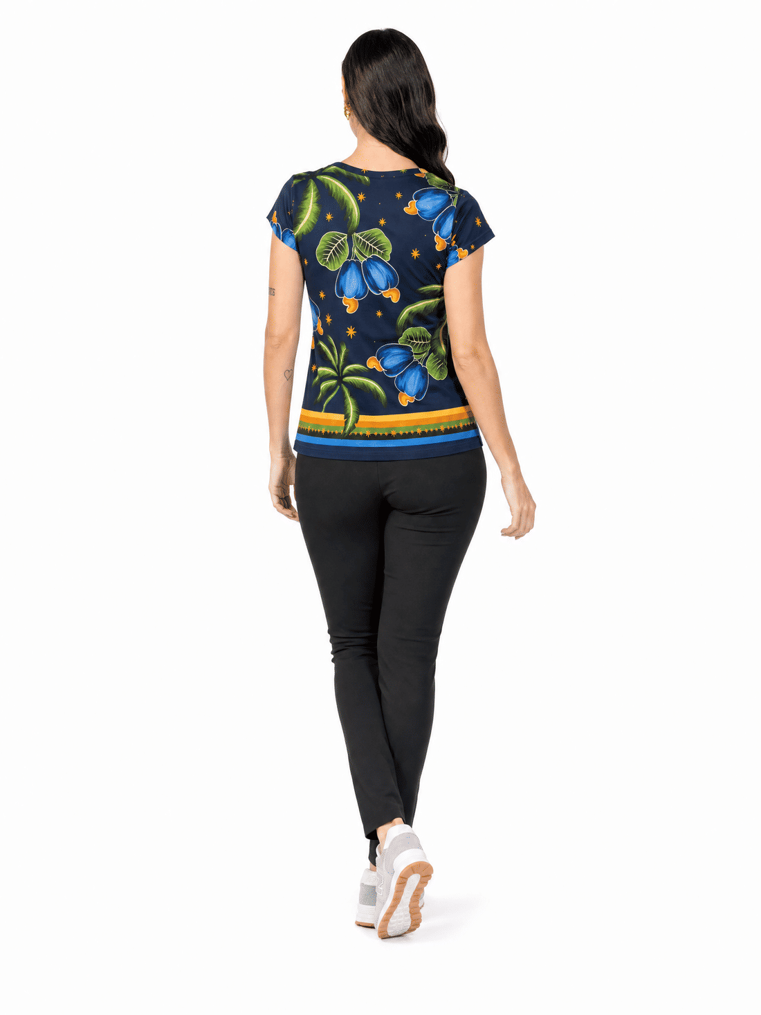Blusa Florata Estampada Motivos Tropicais Brasil