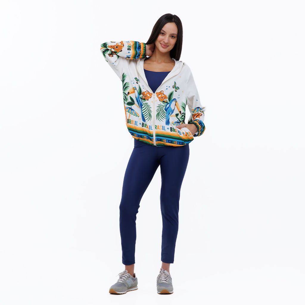 Jaqueta Corta Vento Ecoventura Estampada Elementos Brasil Aquarela