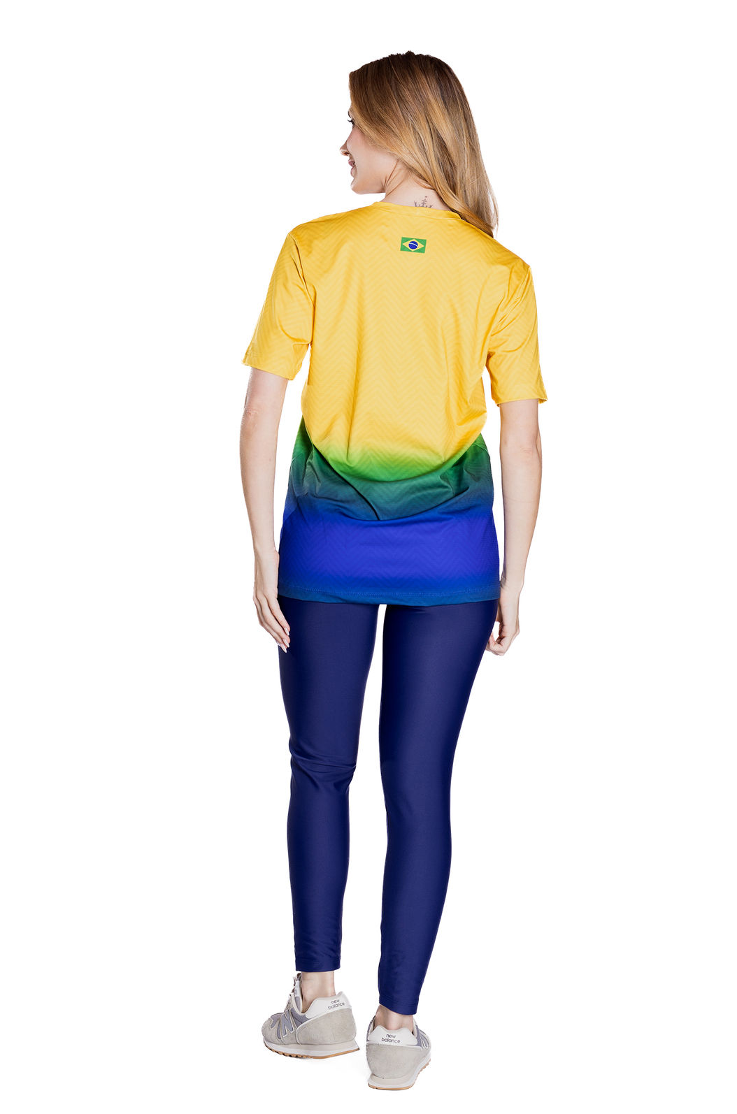Camiseta Básica Unissex Technodry Estampada Brasil Zig Zag Cores Degrade