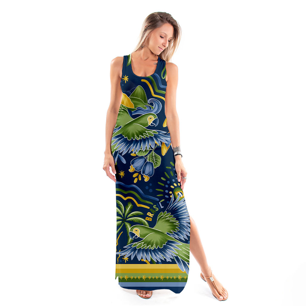 Vestido Feminino Hortência Estampado Motivos Tropicais Brasil