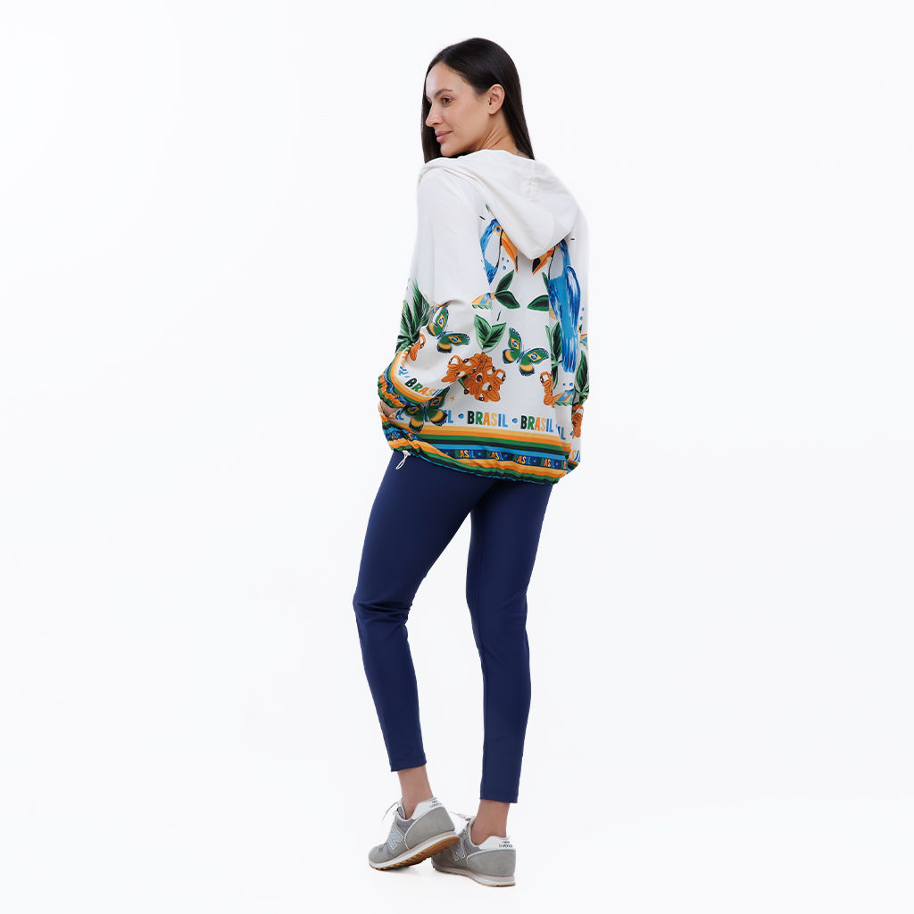 Jaqueta Corta Vento Ecoventura Estampada Elementos Brasil Aquarela