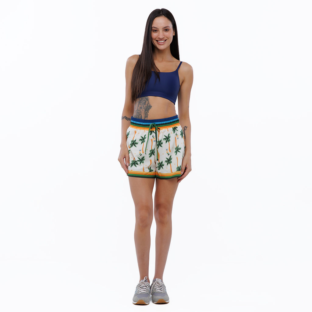 Shorts Feminino Atena Resort Estampado Elementos Brasil Aquarela