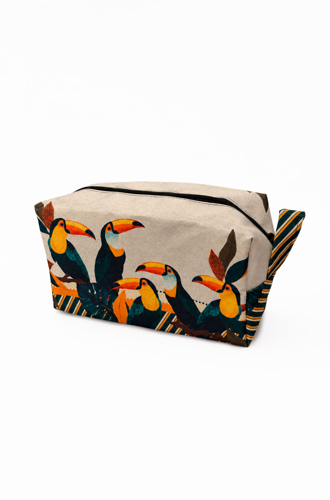 Necessaire Média Estampada Tucanos Tela Bordada