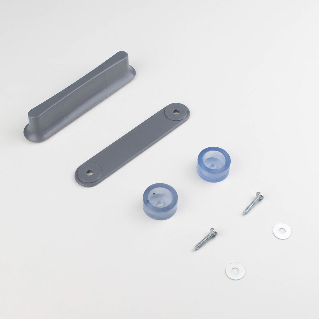 PUXADOR PLASTICO P/ TAMPA VIDRO CURVA CONGELADOR CINZA COMPLETO (BATENTE + PARAFUSO) - SUPERIOR