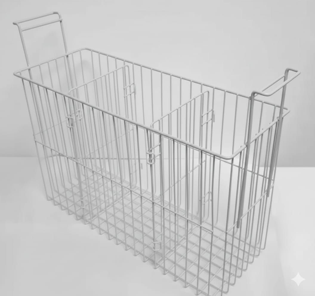 CESTO ARAMADO CINZA P/ LINHA NEW SLIM 195MM C/ DIVISORIAS FIXA