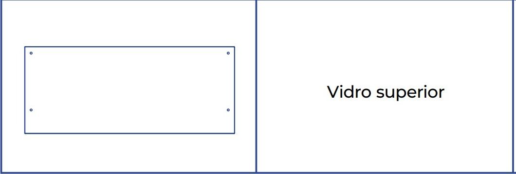 VIDRO INCOLOR 6MM TEMP. RETO 1300 X 350 4 FUROS - SUPERIOR SC 424