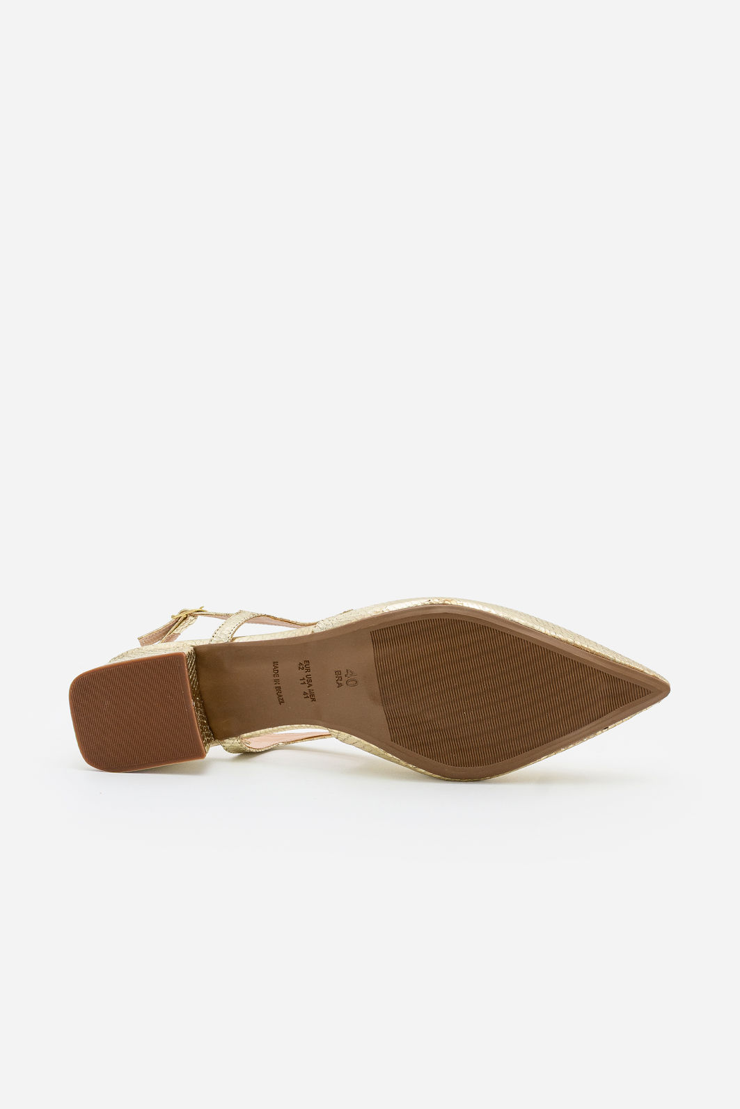 Slingback Texturizado com Salto Baixo Champagne Slingback Texturizado com Salto Baixo Champagne