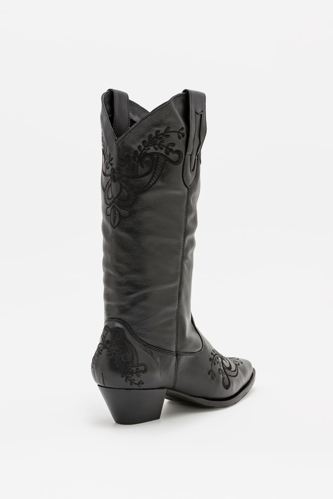 Bota Western em Couro com Bordados Preto Bota Western em Couro com Bordados Preto