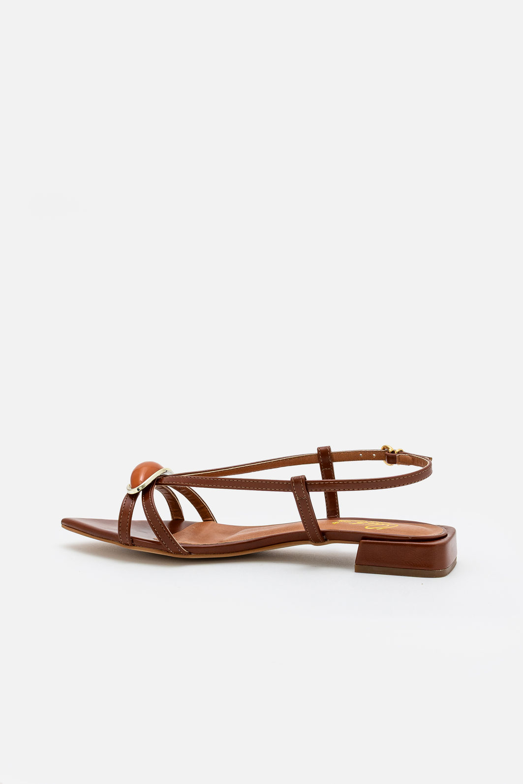 Sandália com Pedra e Bico Folha Tostado Sandália com Pedra e Bico Folha Tostado