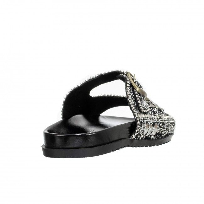 Papete Prática com Fivelas e Cristais Preta Papete Prática com Fivelas e Cristais Preta