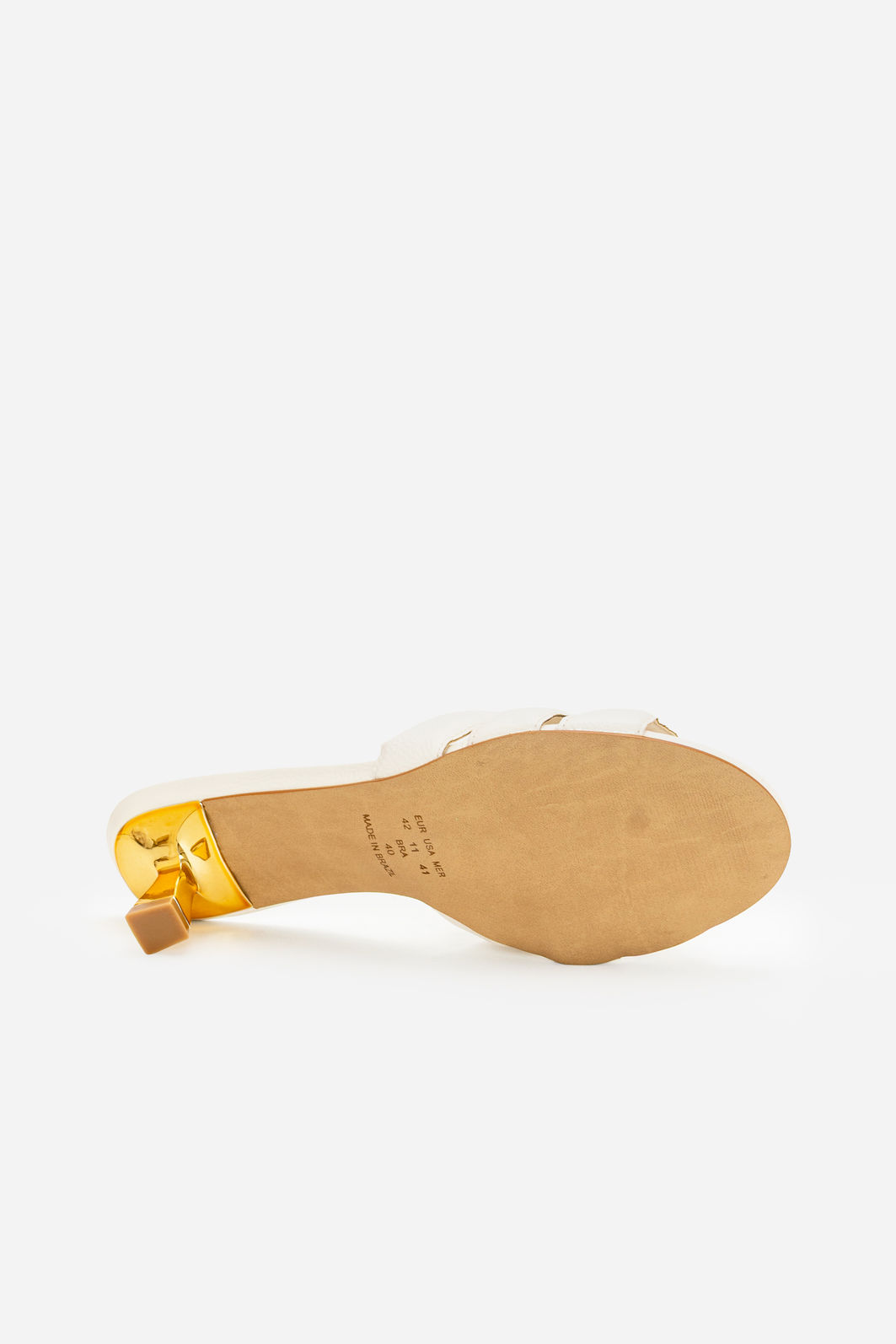 Mule Tiras Fofas e Salto Cromado Off White Mule Tiras Fofas e Salto Cromado Off White