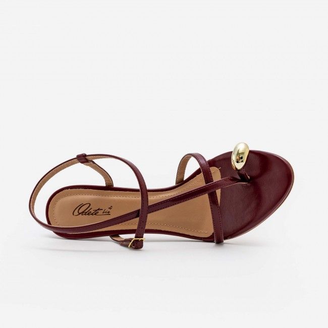 Sandália Moderna com Dedão e Esfera Dourada Bordô Sandália Moderna com Dedão e Esfera Dourada Bordô