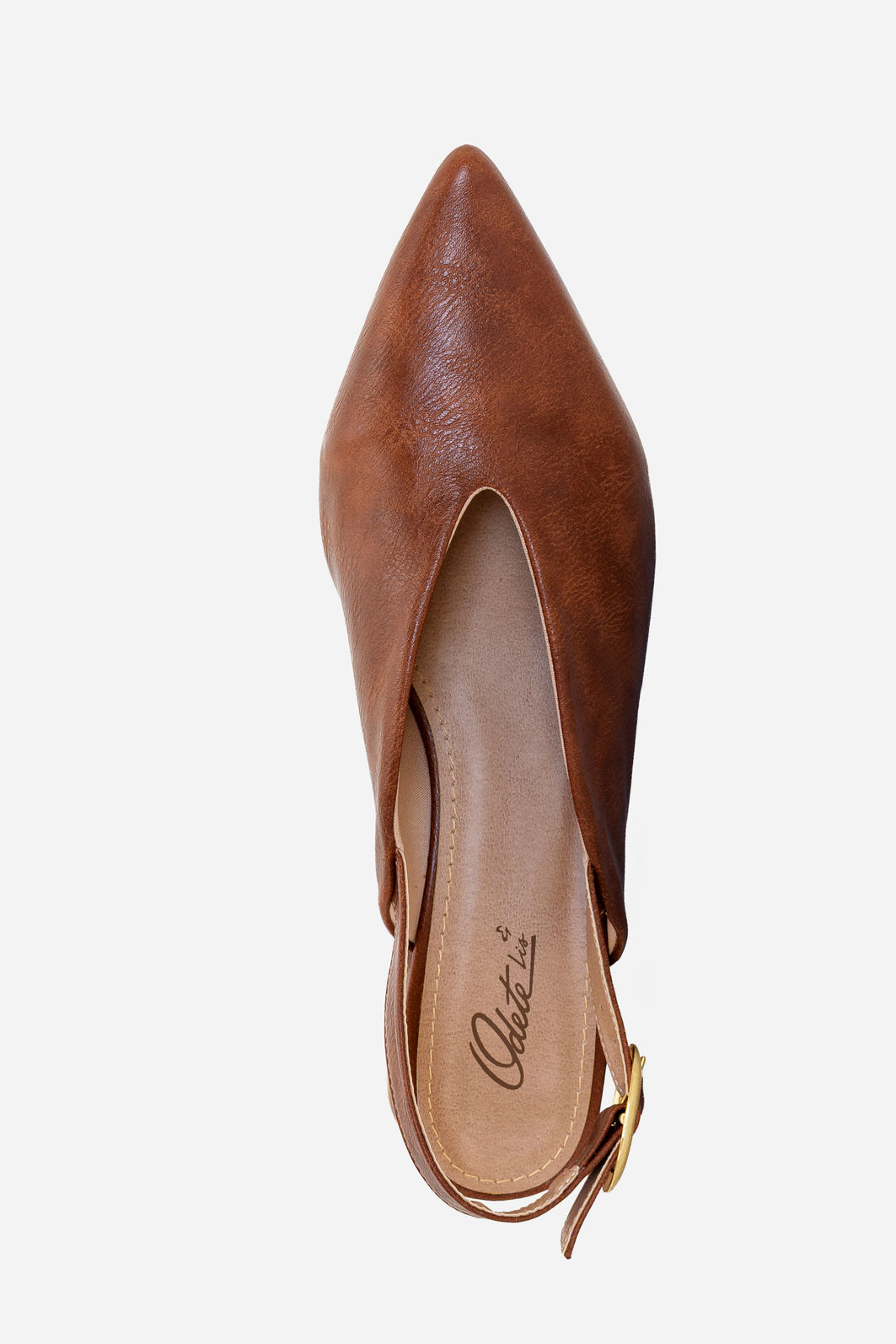 Slingback com Decote e Salto Baixo Tostado Slingback com Decote e Salto Baixo Tostado