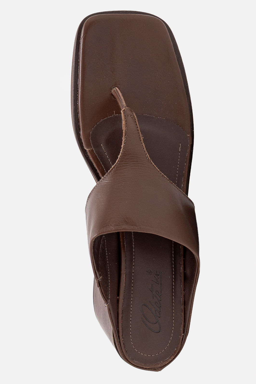 Mule Minimalista em Couro com Salto Blocão Café Mule Minimalista em Couro com Salto Blocão Café