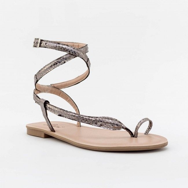 Rasteira Cobra com Tornozeleira Prata Velho