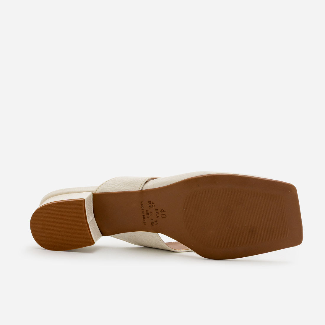 Mule De Dedo com Salto Bloco Baixo Off White Mule De Dedo com Salto Bloco Baixo Off White