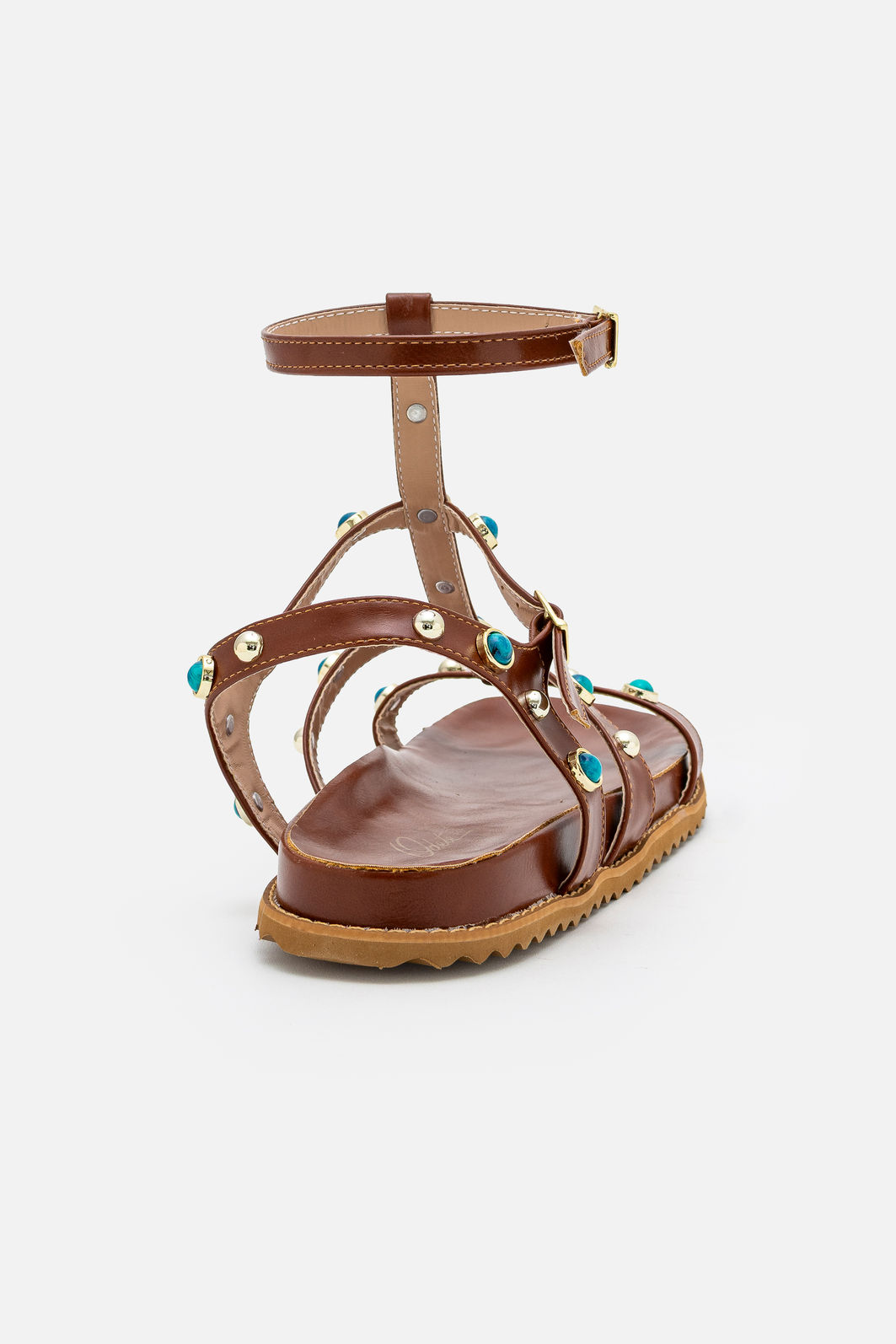 Papete Moderna com Rebites e Pedras Azuis Tostado Papete Moderna com Rebites e Pedras Azuis Tostado