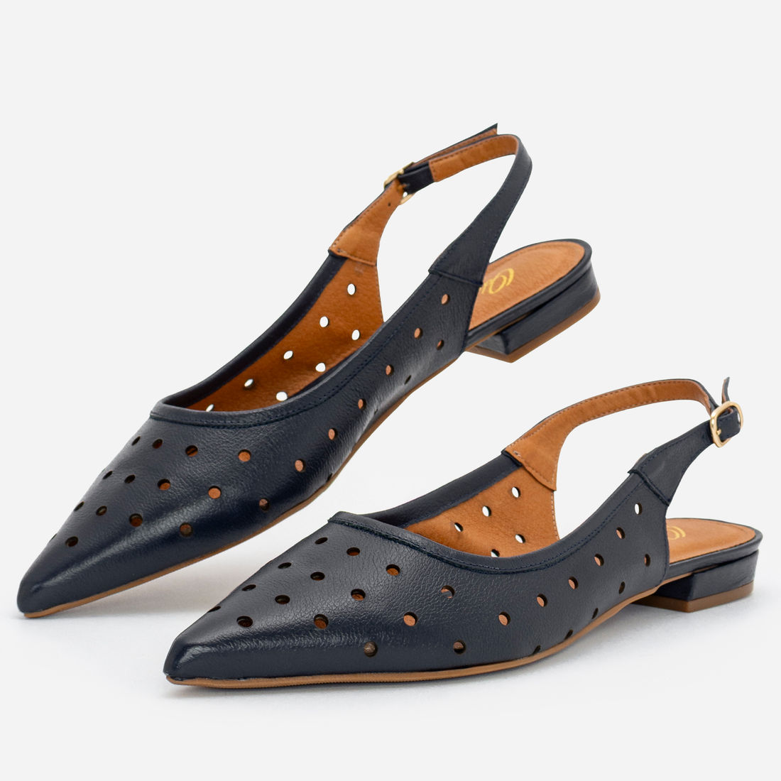 Slingback em Couro Delicado Marinho Slingback em Couro Delicado Marinho