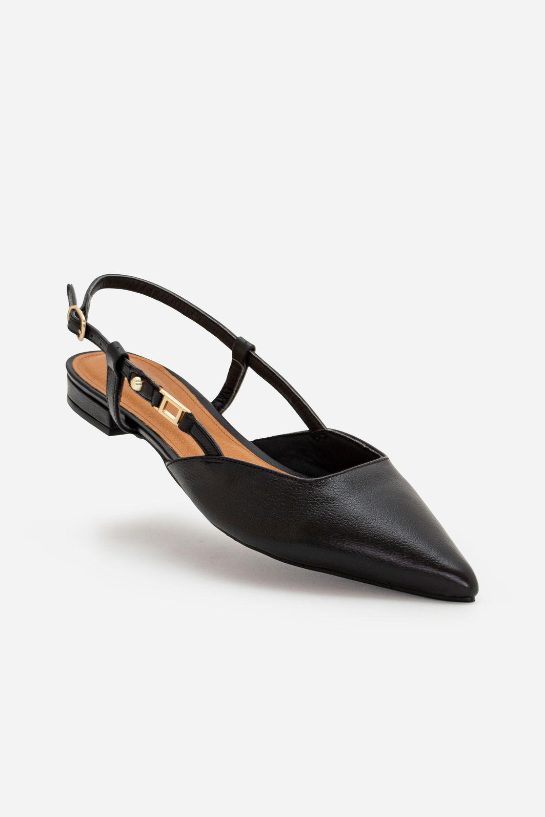 Slingback Elegante em Couro Preto Slingback Elegante em Couro Preto