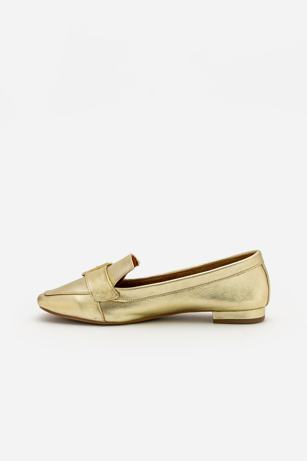 Mocassim em Couro com Fivela Champagne Mocassim em Couro com Fivela Champagne