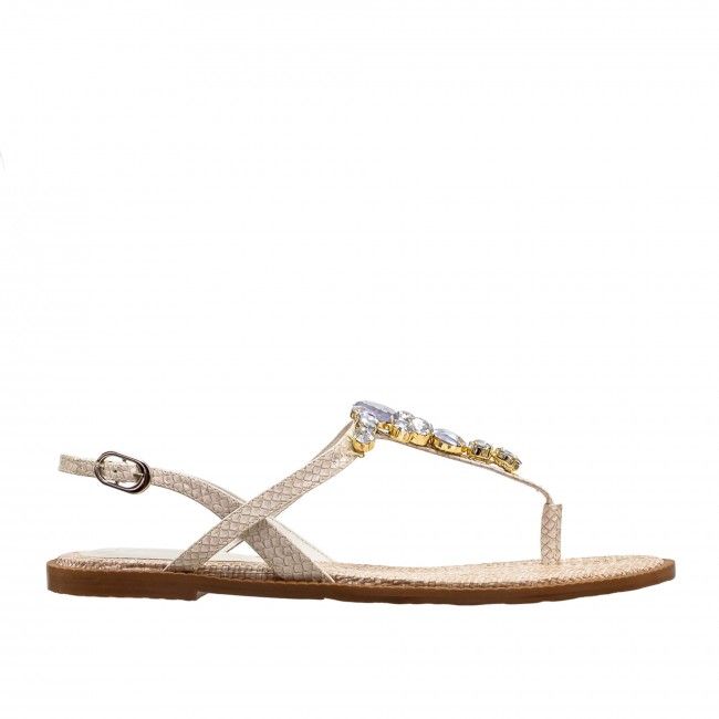 Rasteira Coração em Pedraria Off White