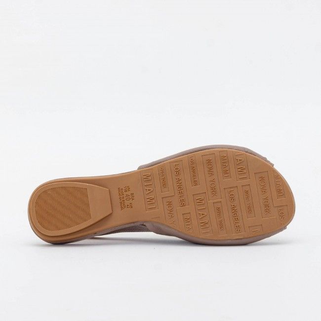 Rasteira Confortável em Couro Taupe