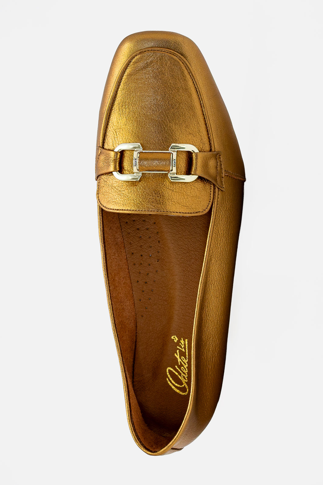 Mocassim em Couro com Fivela Imponente Bronze Mocassim em Couro com Fivela Imponente Bronze