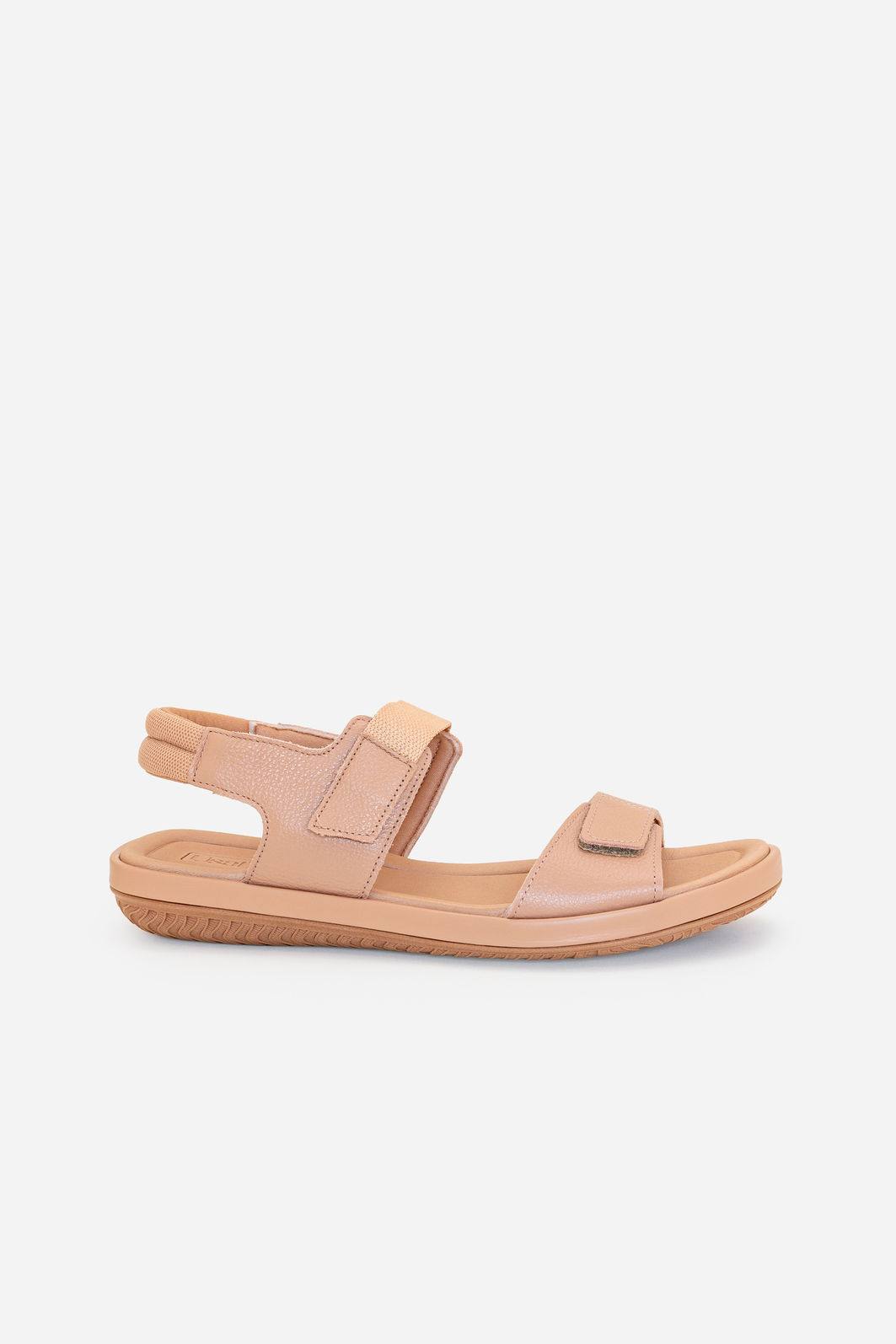 Rasteira com Velcro em Couro Usaflex Amêndoa Rasteira com Velcro em Couro Usaflex Amêndoa