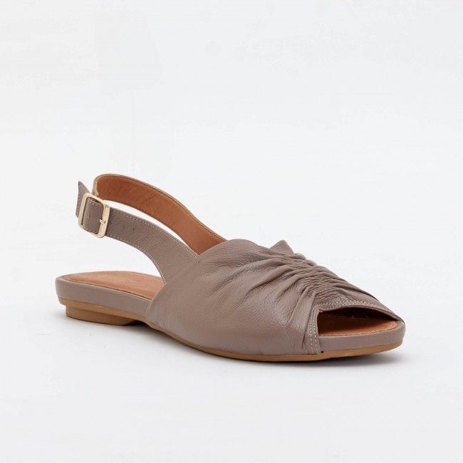 Rasteira Confortável em Couro Taupe