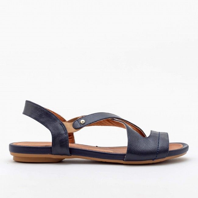 Rasteira Confortável em Couro Marinho