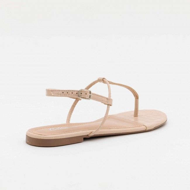 Rasteira Básica Tiras Minimalista Amêndoa