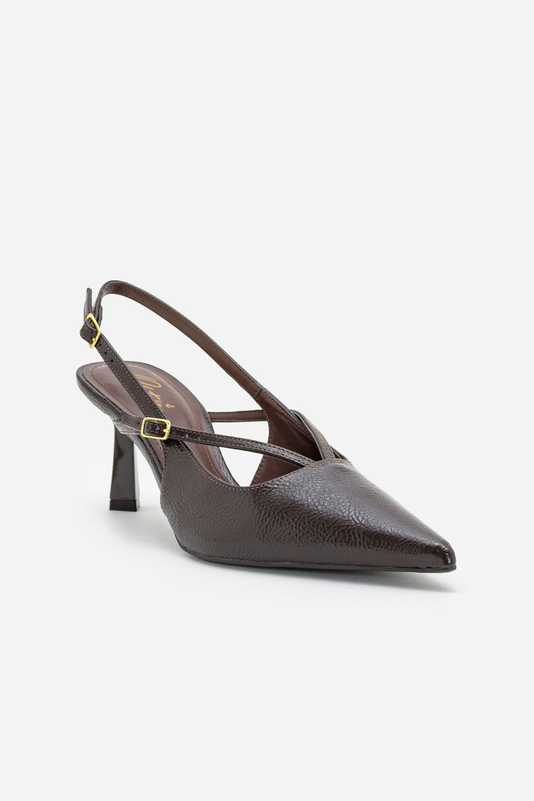 Slingback com Salto Geométrico Café Slingback com Salto Geométrico Café
