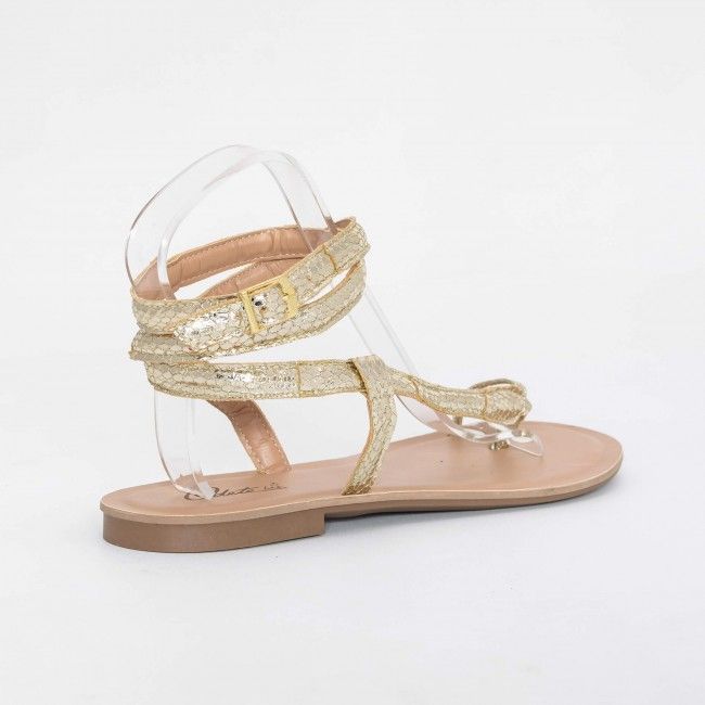 Rasteira Cobra com Tornozeleira Ouro Rasteira Cobra com Tornozeleira Ouro