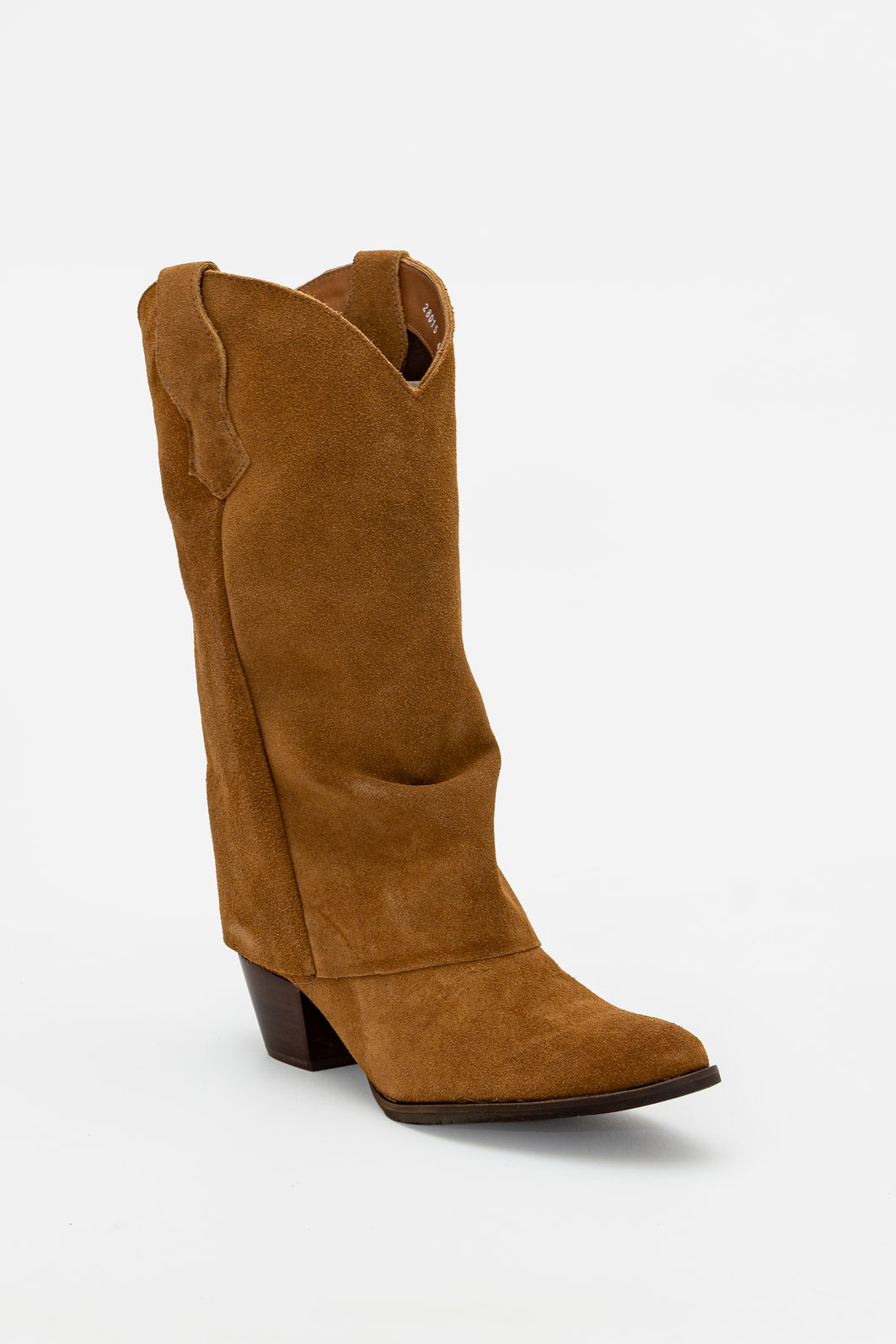 Bota Western com Capa em Couro Camurça Castor