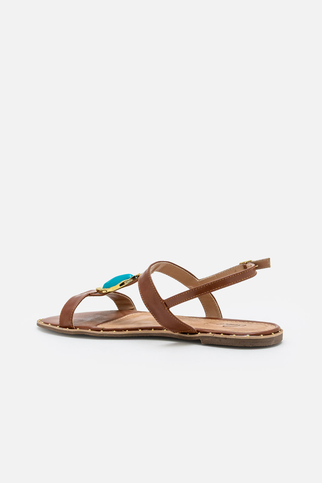 Rasteira Moderna com Pedra Azul Tostado Rasteira Moderna com Pedra Azul Tostado