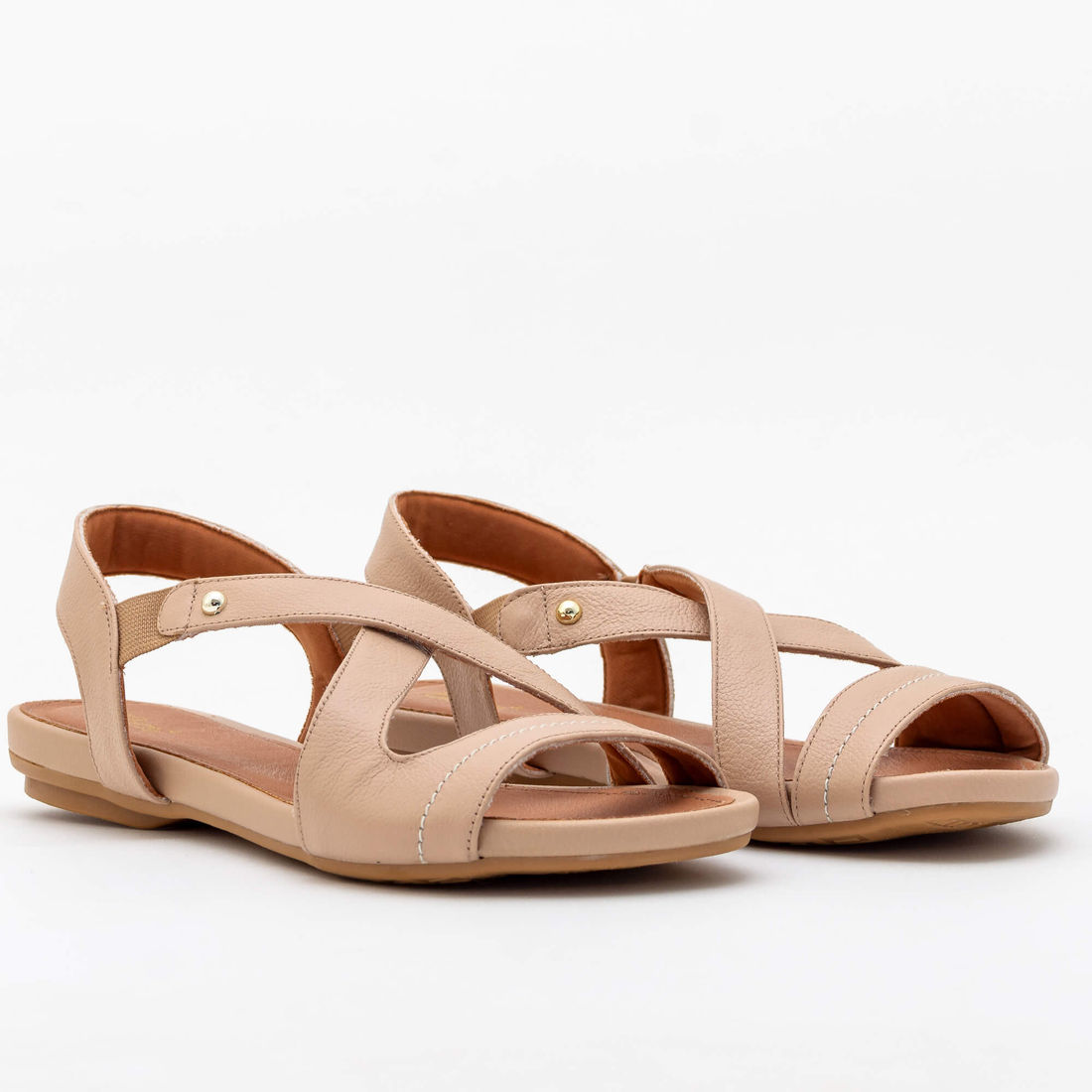 Rasteira Confortável em Couro Rose