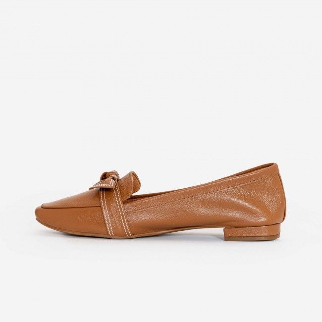 Mocassim em Couro com Lacinho Delicado Caramelo Mocassim em Couro com Lacinho Delicado Caramelo