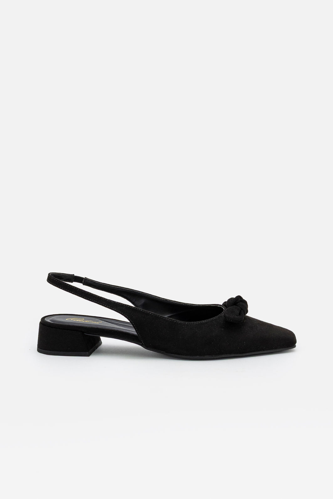 Slingback em Camurça com Laço Delicado Preto Slingback em Camurça com Laço Delicado Preto
