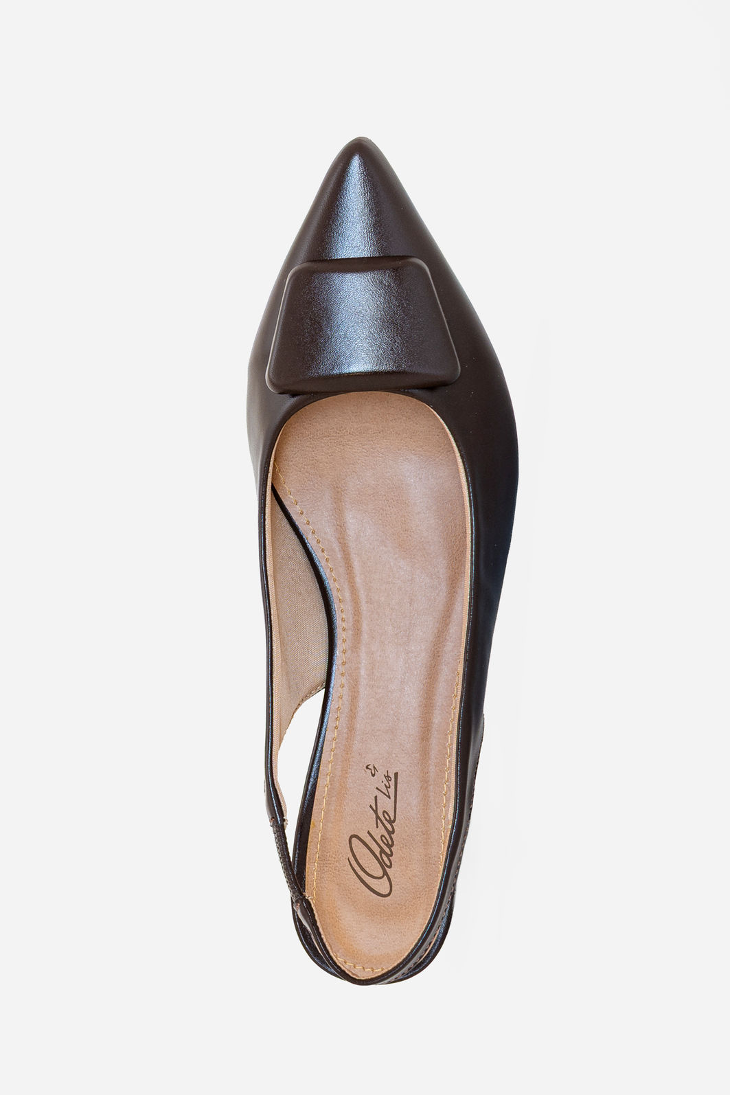 Slingback com Enfeite e Salto Baixo Marrom Slingback com Enfeite e Salto Baixo Marrom