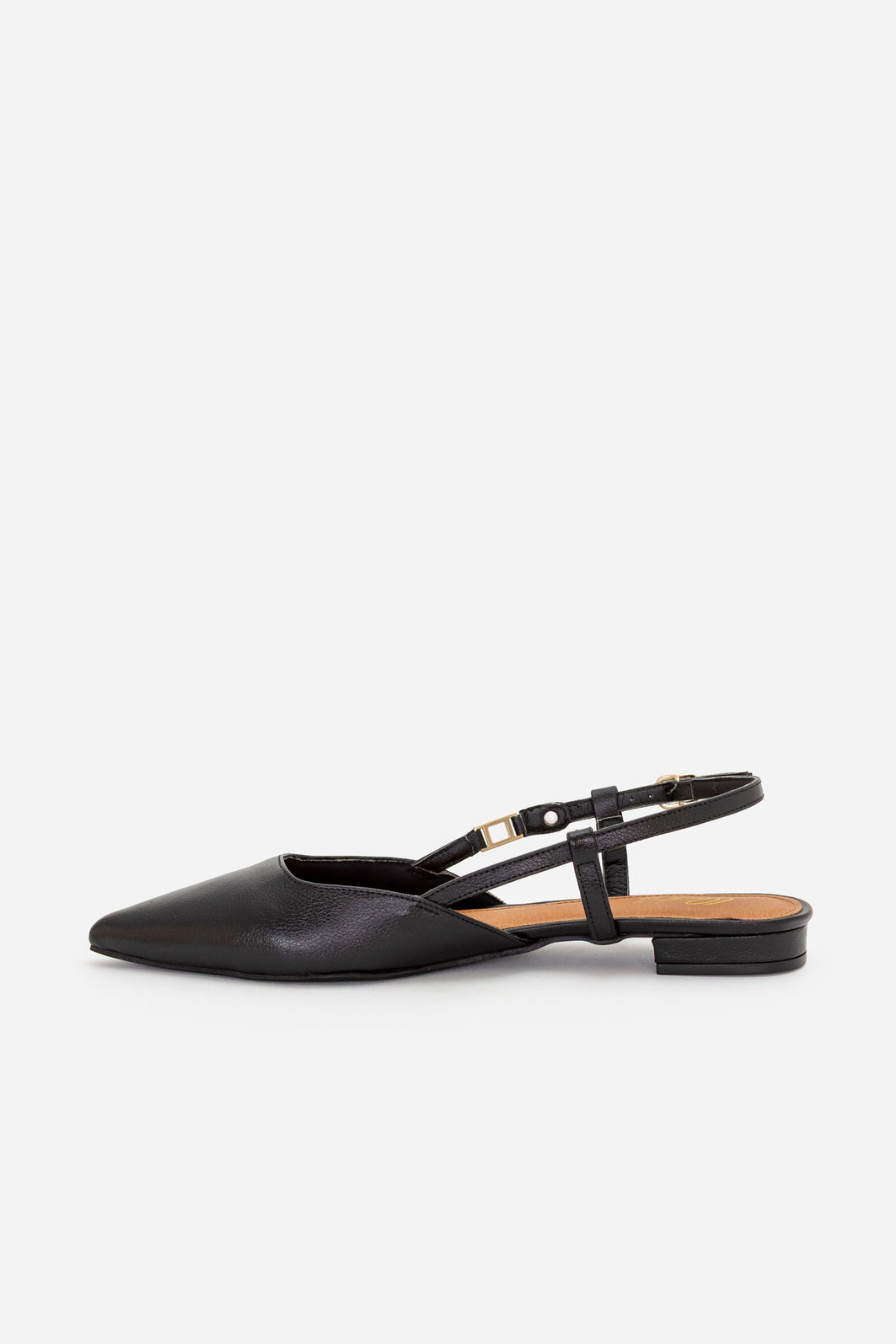 Slingback Elegante em Couro Preto Slingback Elegante em Couro Preto