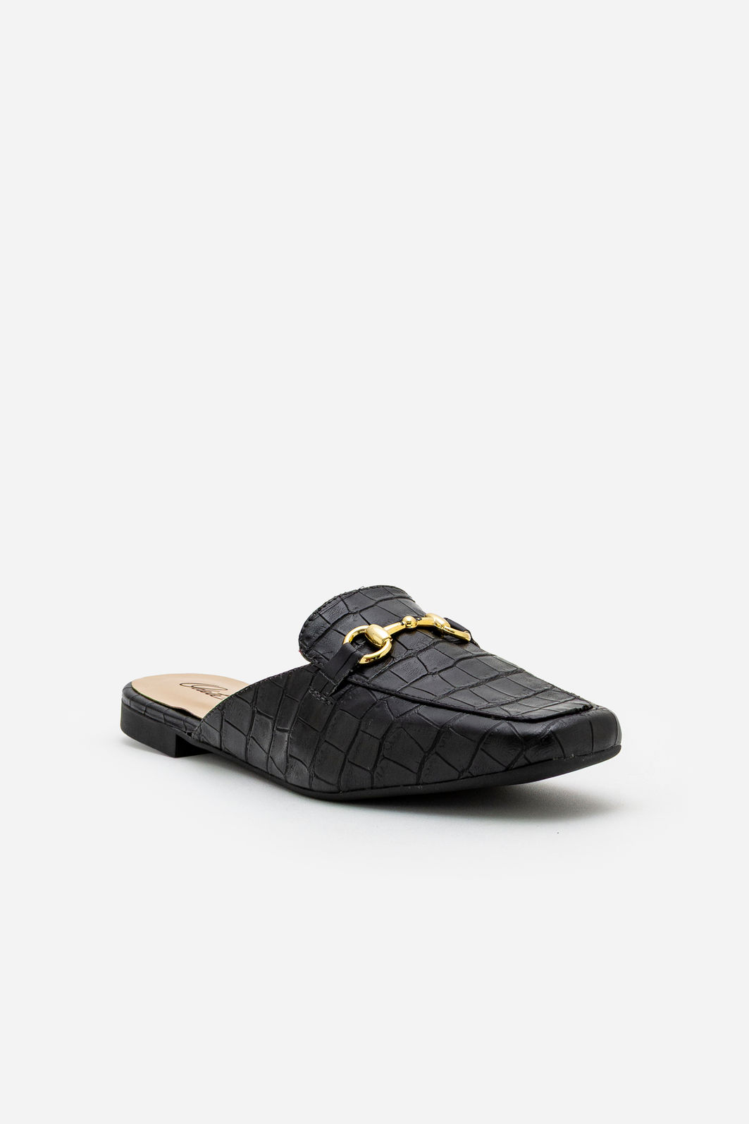 Mule em Croco com Horsebit Preta Mule em Croco com Horsebit Preta