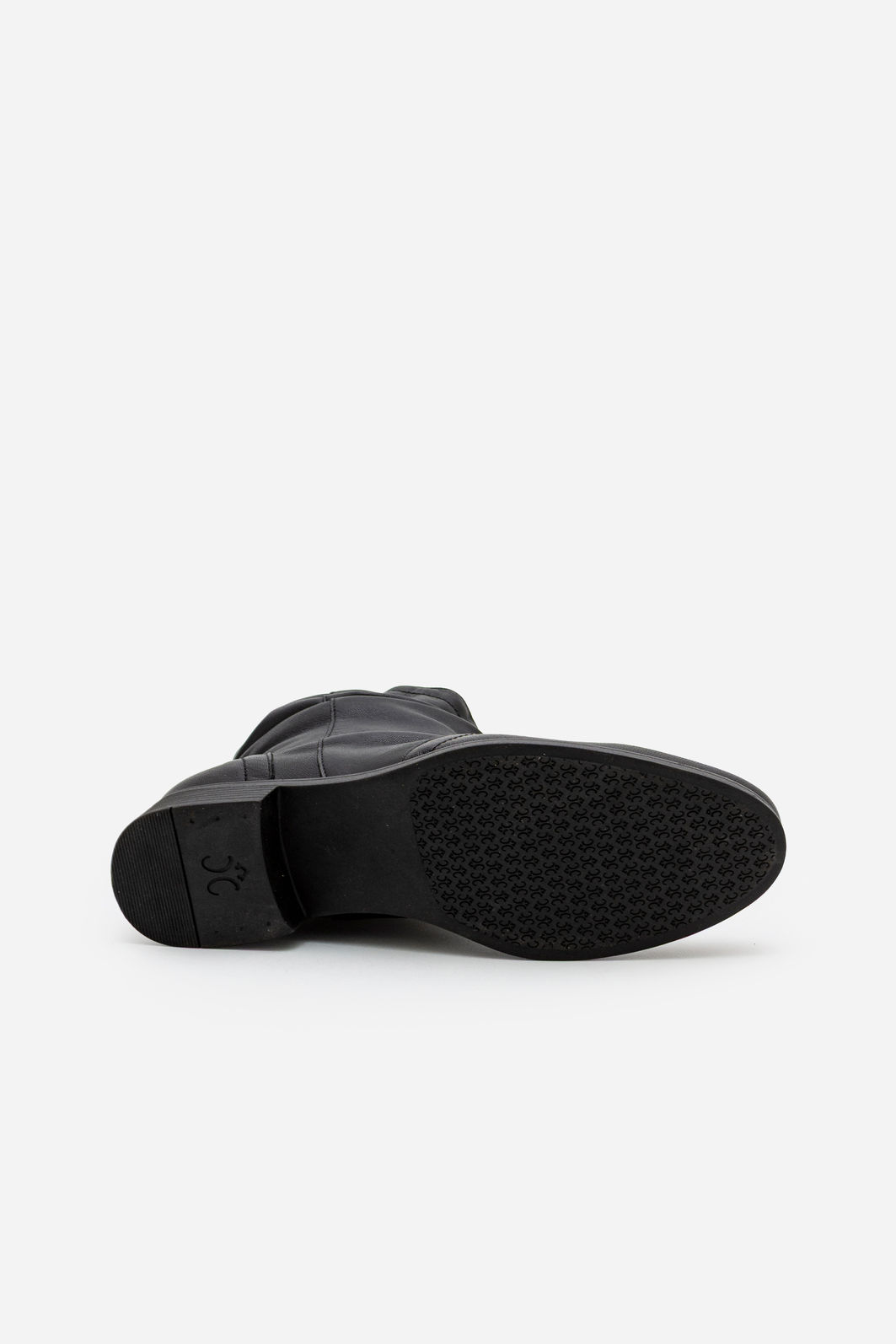 Bota em Couro com Cano Franzido Preta Bota em Couro com Cano Franzido Preta